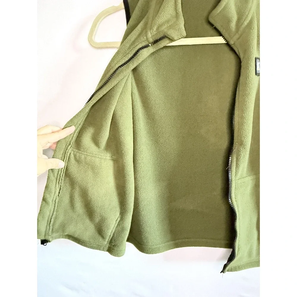 CAT Caterpillar Kids Fleece Vest Green Full Zip Size 10/12